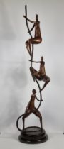 Solid Bronze 4ft Art Sculpture of Three Acrobats