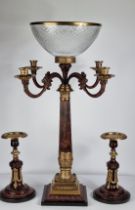 Stunning Epergne Centre Piece with Cut Glass Bowl & 2 Candlesticks