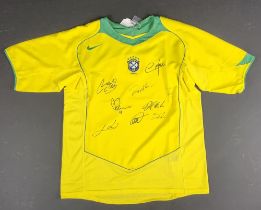 Brazil Top Signed 9 Players. COA Provenance Bonham's