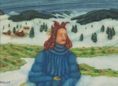 Arik Brauer: Frau im Schnee