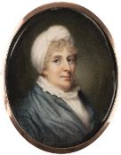 Miniaturmaler um 1800: Bildnis einer Dame mit weißem Turban