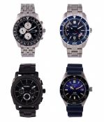 Citizen und Seiko und Fossil und Casio: Vier Armbanduhren