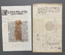 Röm.-dt. Kaiser Ferdinand III.: Konvolut 2 Stück, Schriftstücke m. U.