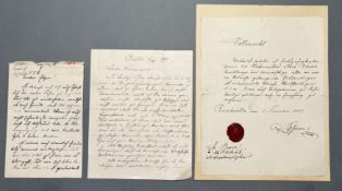 Johann Orth vormals Erzherzog Johann Salvator von Österreich: Konvolut 3 Stück, davon zwei eigh. Br.