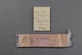 Charles Dickens: Konvolut 2 Stück, eigenhändiger Brief mit Unterschrift "Devonshire Terrace"; Cheque