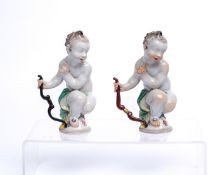 2 Porzellanfiguren, "Amor mit Bogen", Meissen, Schwertermarke, 1x 1945-1947, 1. Wahl, Modellnummern