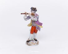 Porzellanfigur, "Flötenspieler aus der Galanten Kapelle", Meissen, Entwurf Kaendler/Meyer 18. Jh.,