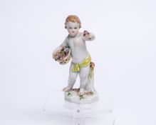 Porzellanfigur, "Der Frühling", Meissen, Schwertermarke, 1. Wahl, Modellnummer A 64, polychrom, Put