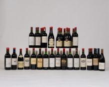 Sammlung von 39 Flaschen verschiedener Rotweine, Frankreich, Italien, Spanien, 1965 - 2005