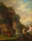 Does, Simon van der (1653 The Hague – 1718 Antwerp),‘A young shepherd couple resting in an Arcadian