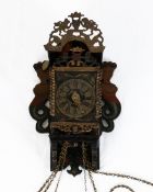 Frisian chair clock, Netherlands, 18th/19th century, polychrome wooden case with openwork, partiall