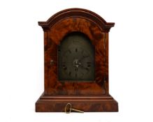 Bracket Clock, England, c. 1830, signed "Esplin / Wigan", case with rounded pediment in flamed maho
