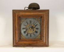 Bergisch frame clock, c. 1700, 8-day movement, oak case with a fitted moulded frame and flamed moul