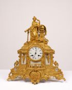Figurine pendulum clock, Paris, second half of the 19th century, signed "POTONIÈ PARIS", brass case