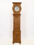 Grandfather clock, 1814, North German, walnut, white enamel dial with Arabic numerals; the movement