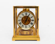 Jaeger-LeCoultre, Atmos table clock, Switzerland, c. 1980, gold-plated brass case, glazed on five s