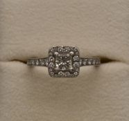 Platin RIng mit Princessschiff Diamant