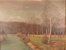 Unbekannter Künstler - Birken am Bachlauf, 20. Jh.