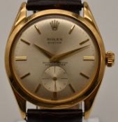 Vintage Rolex Oyster Veriflat Precision Herrenarmbanduhr, aus 18 Karat GG.