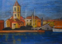 Unbekannter Künstler - Mediterrane Hafenküste, 1939.