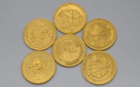 Sechs Apollo Mondlandung Goldmedaillen