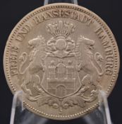 Deutsches Kaiserreich, Hamburg - 5 Mark, 1876, Silbermünze