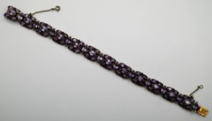 Vintage-Armband aus 18 K Gold & Silber mit Amethysten