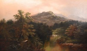 Edgar Longstaffe (1849 - 1912) - Spätsommerliche englische Flußlandschaft mit Kühen, 1881