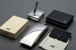 3 Teile Montblanc Schreibset "Solitäre", Silber 925 mit Glaseinsätzen: Briefbeschwerer (19x6,5cm), 