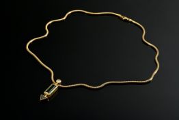 2 Teile Gelbgold 900 Pfeilanhänger mit grünen Verdelith Turmalinen und Brillant (ca. 0.08ct/VSI/W, 