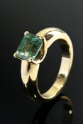 Schlichter Gelbgold 585 Bandring mit eckigem Turmalin, 8,7g, Gr. 57