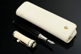 Montblanc "Muses Line Greta Garbo" Patronen Füllfederhalter, elfenbeinfarbenes und schwarzes Edelha