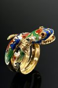 Gelbgold 750 Schlangenring mit farbiger Emaillierung, 8,2g, Gr. 53, best.