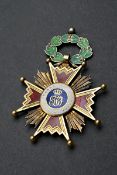 Verdienstorden "Isabel la Católica", Spanien 20.Jh., mit Lorbeerkranz, Silber vergoldet, z.T. email