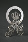 Silber Ständer mit gesägtem und fein graviertem Chiffre "FAR" für Friedrich August III von Sachsen,