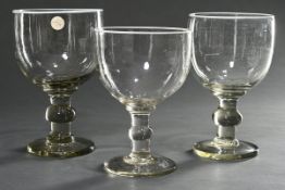 3 Diverse Berliner Weisse Gläser mit Milchglas Lippenrand und Eichstrich "0,3l", H. 19,5/22cm, Gebr