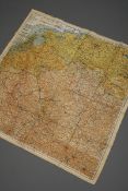 Englische Seiden WK II Landkarte, beidseitig bedruckt, (Sheet D): Frankreich (Südosten), Deutschlan