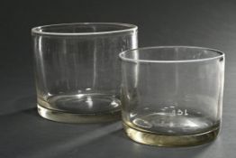 2 Diverse Berliner Weisse Gläser mit Milchglas Lippenrand, 1x mit Eichstrich "0,3l", H. 11/13cm, Ge