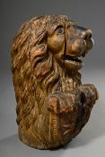 Antike Gallionsfigur "Löwe", Holz vollplastisch geschnitzt mit Resten der Original Fassung, 18.Jh.,