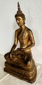 Buddha, Bronze, Siam, Feuervergoldet, um 1880. Typische Darstellung eines Buddhas in meditierender