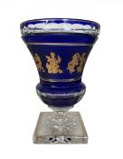 Blau-goldene Vase von Leon Ledru, 1950, Val St. Lambert, Belgien.