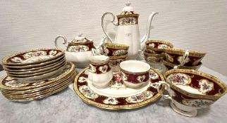 Royal Albert "Lady Hamilton", Kaffeeservice für sieben Personen, England, Bone China. Bestehend aus