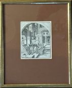 Strauch, Lorenz (1554-1630) Der Heilige Hieronymus in seinem Zuhause, Radierung auf Karton aufgezog