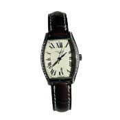 Damenarmbanduhr, Longines Modell Evidenza, Edelstahl, links und rechts kleine Diamanten.