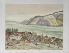 Faller, Rüdiger (1942-2022), "Vorfrühling in Hemmenhofen", Öl auf Malkarton.