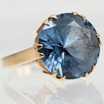 Gold ring with light blue gemstone, goldsmith’s work, 1960s