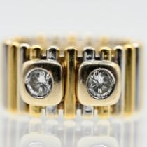 Solid ring with 2 brilliant-cut diamonds, total approx. 0.50 ct, jewellery certificate from Wempe, 