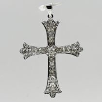 Cross pendant with 32 old-cut and single-cut diamonds, totalling approx. 1.7 ct, 20th century