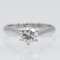 Solitaire ring with one brilliant-cut diamond, 1.01 ct, goldsmith’s work, 1980s