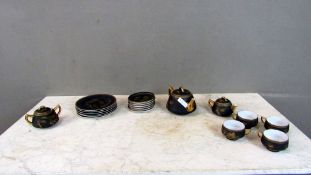 Teeservice China Schwarz